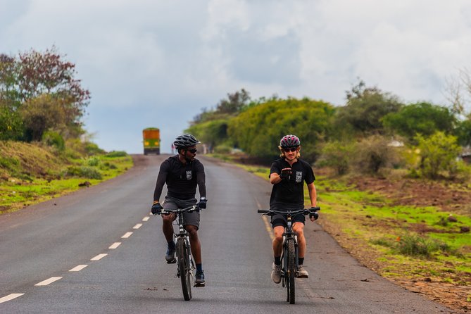 Cycling from Kilimanjaro to Ngorongoro Crater - Day 2: Dusty Ngasurai and views of Mount Meru