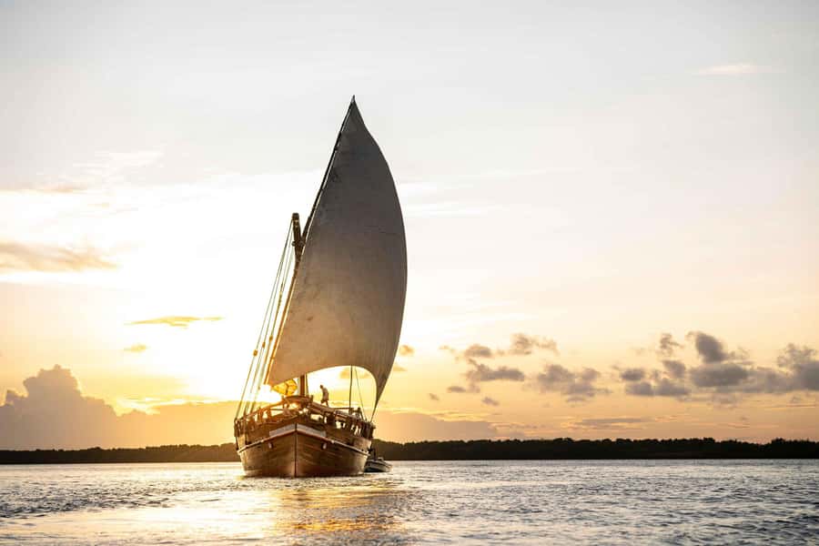Sunset Dhow from Kendwa/Nungwi Magic Hour on the Ocean - A Traditional Wooden Dhow on the Indian Ocean