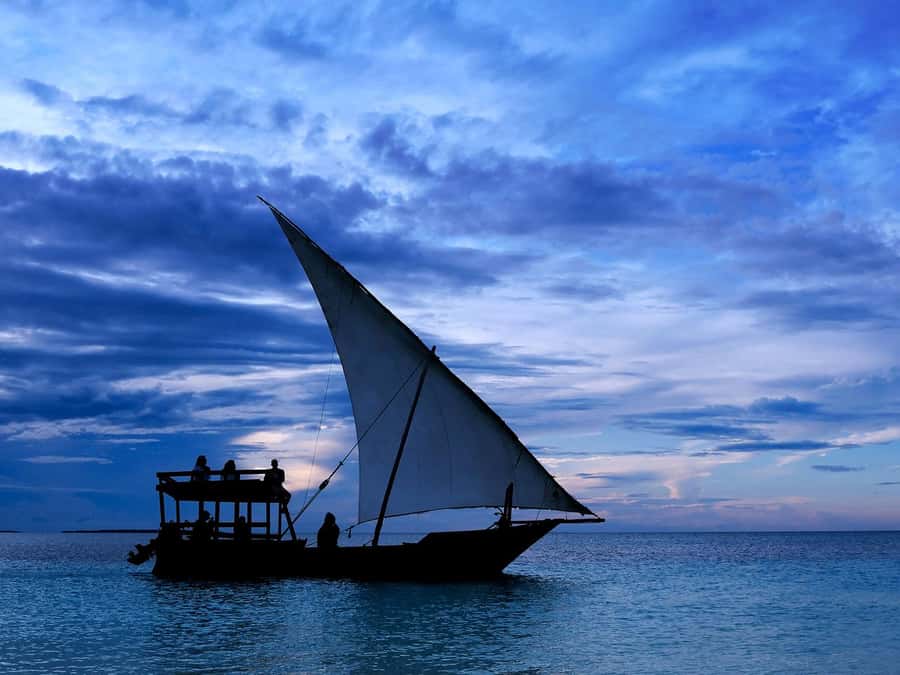 Sunset Dhow from Kendwa/Nungwi Magic Hour on the Ocean - Watching the Sky Change Over the Water