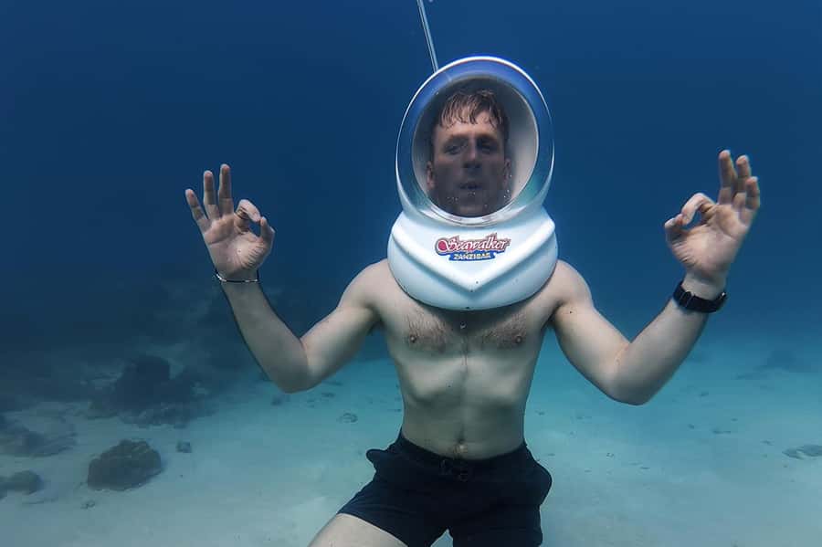 Underwater Walking Experience in Zanzibar,No Swimming Needed - The speedboat ride to the ocean base