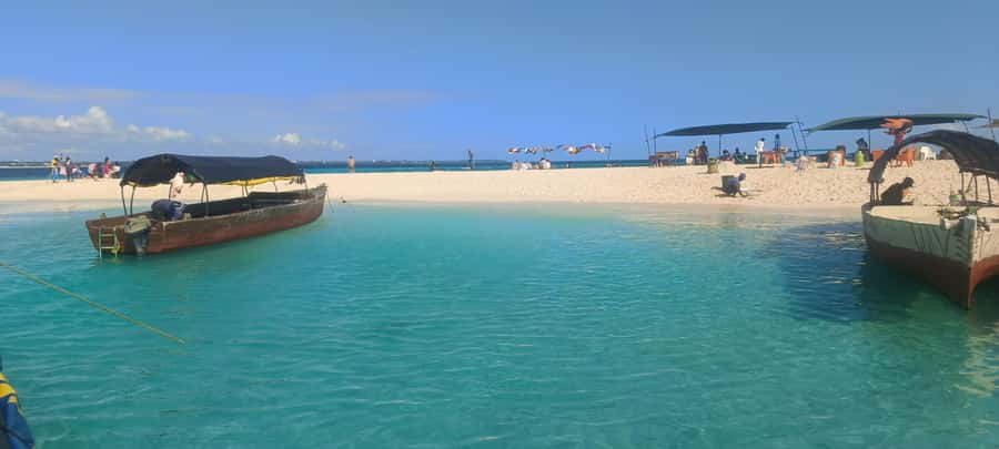 Zanzibar; Prison Island, Nakupenda, StoneTown Tour with BBQ - Nakupenda Sandbank: clear water, fruit, and a beach BBQ
